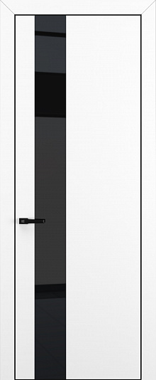 Квалитет-K3 - Размер полотна: 800x2000, Цвет: Белый матовый, Кромка: ALU Black, Комплектность: Только полотно, Цвет стекла: Lacobel Black