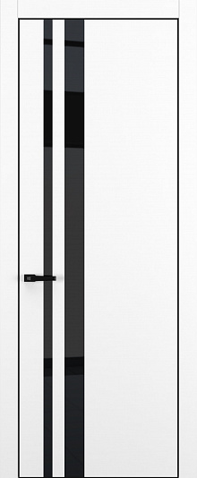 Квалитет-К19 - Размер полотна: 800x2000, Цвет: Белый матовый, Кромка: ALU Black, Комплектность: Только полотно, Цвет стекла: Lacobel Black